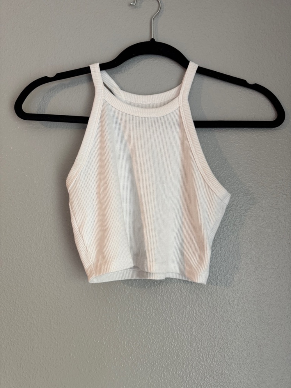 American Eagle Outfitters White Ribbed Cropped Halter Top